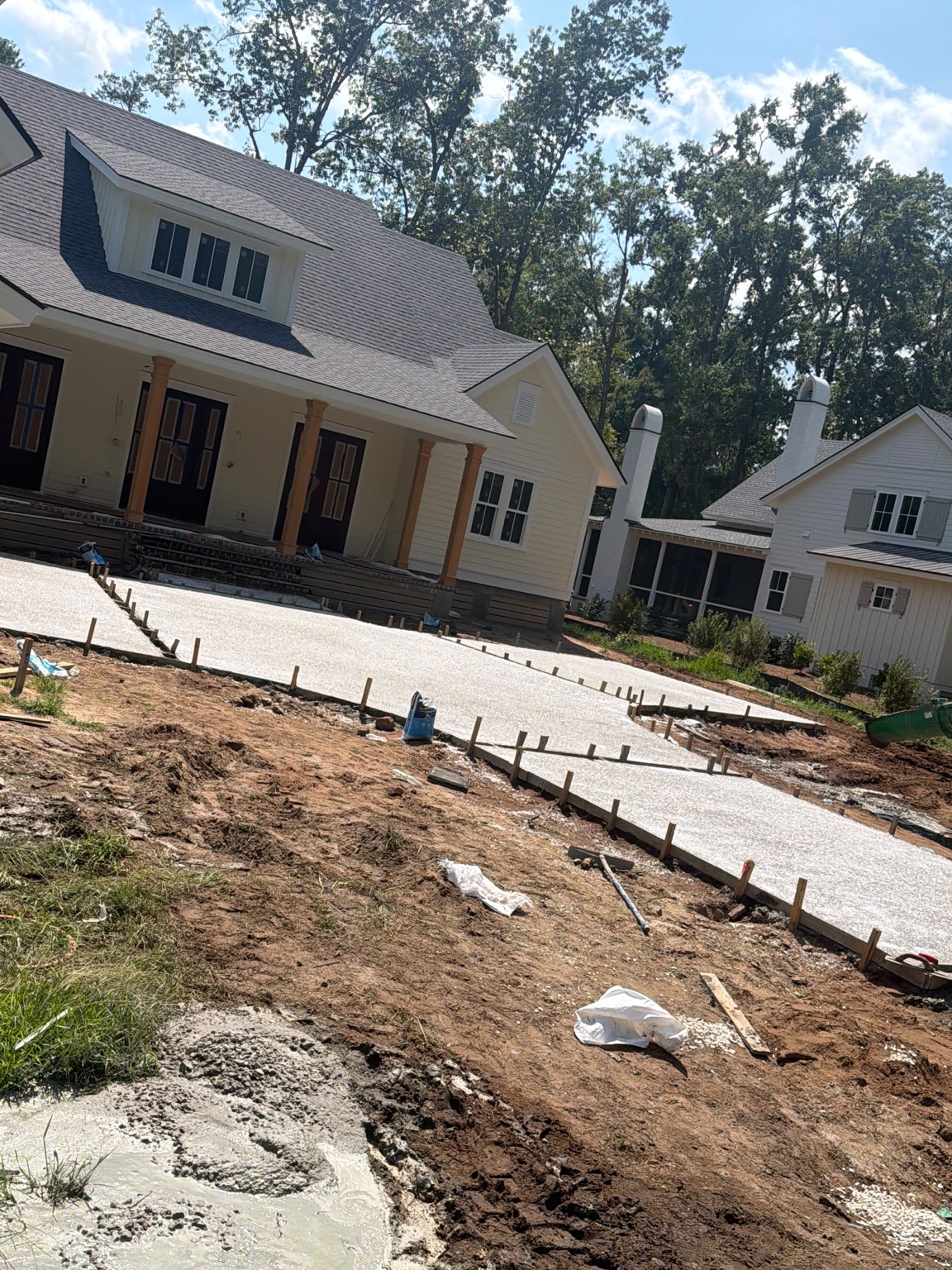 Large concrete driveway under construction